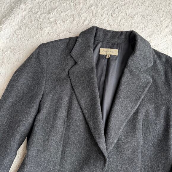 Calvin Klein wool blend blazer jacket vintage 90s charcoal grey single breasted - Picture 11 of 16